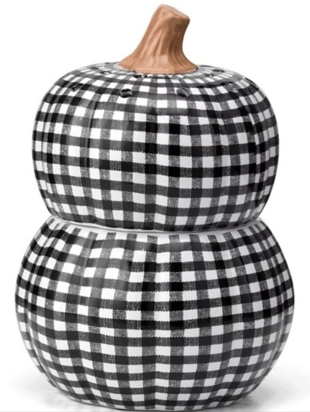 Scentsy Gingham Gourd Pumpkin wax warmer. Black & White Plaid, In Box